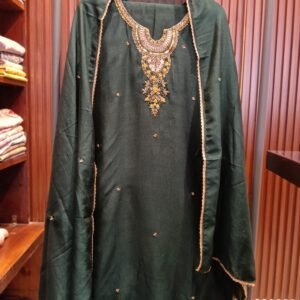 Elegant Dark Green Golden Work Kurta